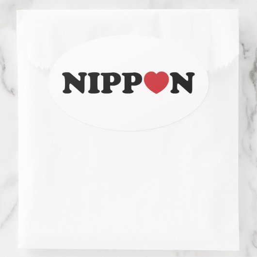 Nippon Liebe Heart Ovaler Aufkleber (Tasche)