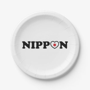 Nippon Liebe Herzenflagge Pappteller