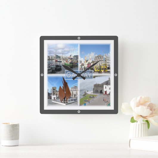 NIR004 GALWAY, Irland, Quadratische Wanduhr (Zuhause)