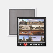 NIR015 DERRY "I LIEBE", Nordirland, Kühlschrank Magnet (Vorderseite/Rückseite)