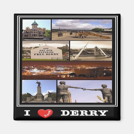 NIR015 DERRY "I LIEBE", Nordirland, Kühlschrank Magnet (Vorne)
