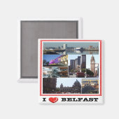 NIR016 BELFAST "I LIEBE", Nordirland, Kühlschrank Magnet (Vorderseite/Rückseite)
