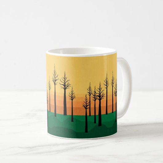 Nirrin Sonnenuntergang-WaldTasse Kaffeetasse (VorderseiteRechts)