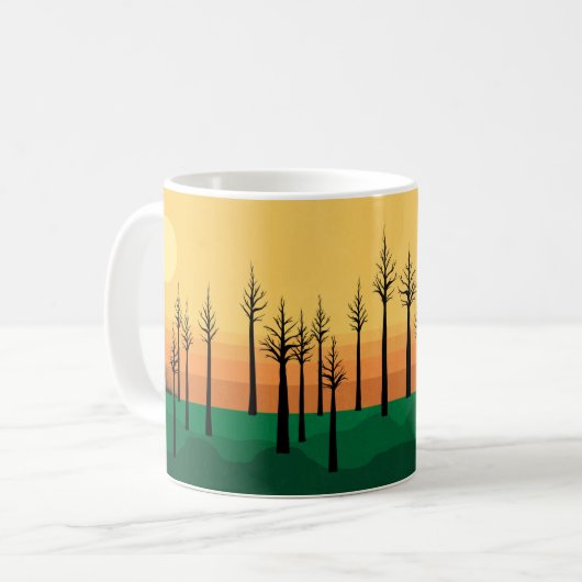 Nirrin Sonnenuntergang-WaldTasse Kaffeetasse (Vorderseite Links)