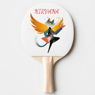 Nirvana-Katze mit Gitarre & Flügeln – Tischtennisp Tischtennis Schläger