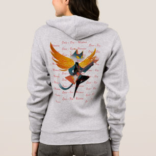 Nirvana-Katze mit Gitarre und Flügeln – Damen-Reiß Hoodie