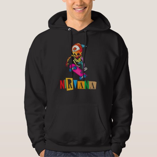 Nirvana Skateboard Skelton Hoodie (Vorderseite)