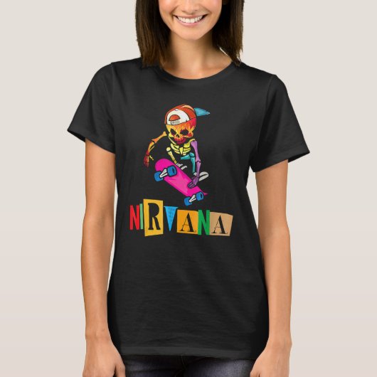 Nirvana Skateboard Skelton T-Shirt (Vorderseite)