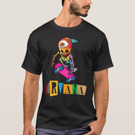 Nirvana Skateboard Skelton T-Shirt (Vorderseite)