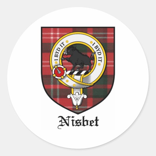 Nisbet Clan Wappen Abzeichen Tartan Runder Aufkleber (Vorderseite)
