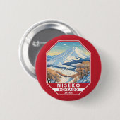 Niseko Hokkaido Japan Winter Travel Art Vintag Button (Vorne & Hinten)