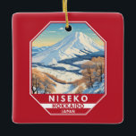 Niseko Hokkaido Japan Winter Travel Art Vintag Keramikornament<br><div class="desc">Das Niseko Winter Kunstdesign zeigt die Winterlandschaft.</div>