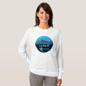 Niseko Japan blauer Skikunst-Aufzug Hoodie T-Shirt (Vorne ganz)