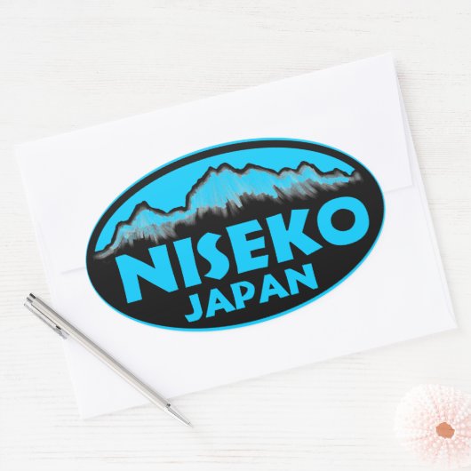 Niseko Japan Blue Oval Aufkleber (Umschlag)