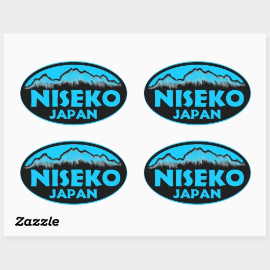 Niseko Japan Blue Oval Aufkleber (Blatt)