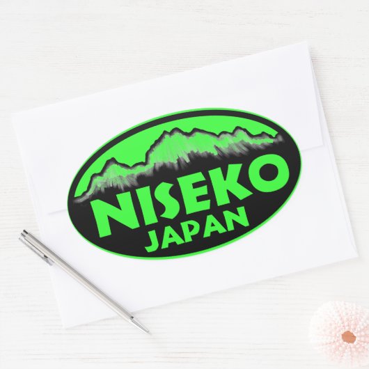 Niseko Japan grüne ovale Aufkleber (Umschlag)
