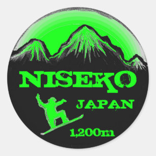 Niseko Japan grüne Runder Aufkleber