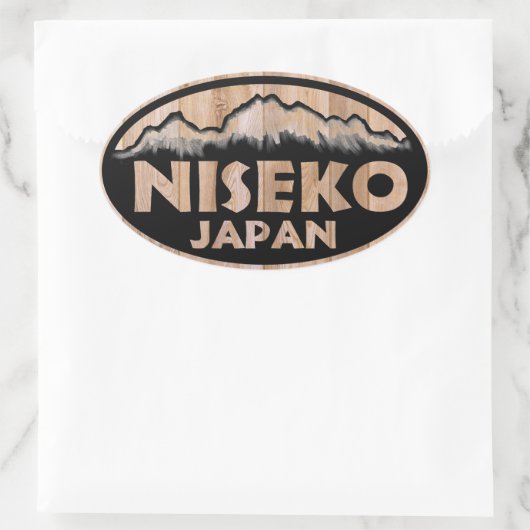 Niseko Japan Holzoovalaufkleber Ovaler Aufkleber (Tasche)