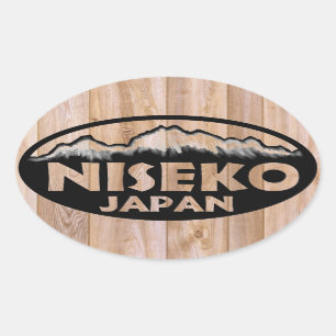 Niseko Japan Holzoovalaufkleber Ovaler Aufkleber