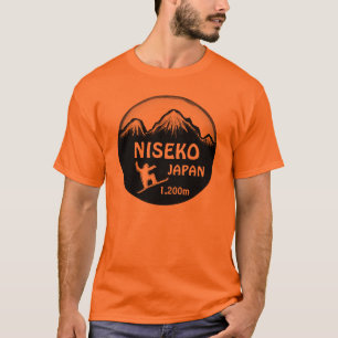 Niseko Japan orange Snowboard-Kunstt-stück T-Shirt