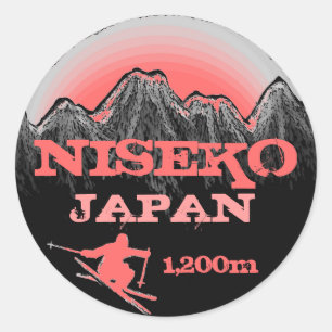 Niseko Japan rosa Skikartenaufkleber Runder Aufkleber