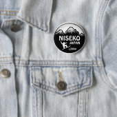 Niseko Japan Schwarz-weißer Snowboard-Kunstknopf Button (Beispiel)