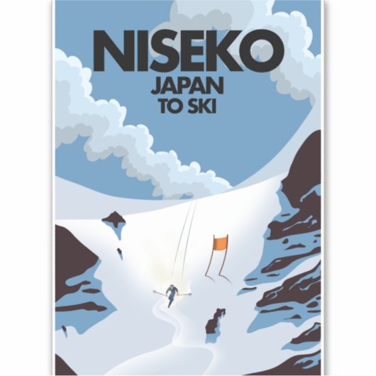 Niseko Japan Ski Print Aufkleber (Vorderseite)
