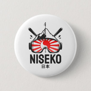 Niseko Japan Skigebiet Retro-Skifahren Button