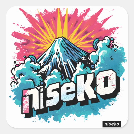 Niseko Retro Blast - Cooles Skaufkleber-Set Quadratischer Aufkleber (Vorderseite)
