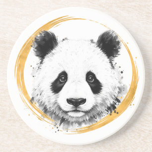 Nishiki-Serie - Gold Sumi-e Spaziergang Panda Getränkeuntersetzer