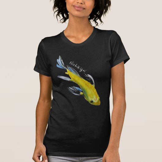 Nishikigoi Yellow koi Japanische Aquarellfische T-Shirt (Vorderseite)