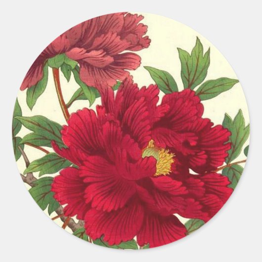 Nishimura Hodo Peony Japanische Blume Kunstferien Runder Aufkleber (Vorderseite)
