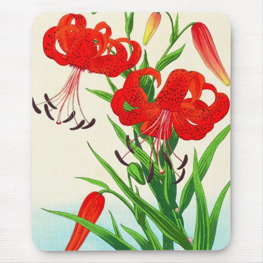 Nishimura Hodo Tiger Lilies shin hanga Blume Mousepad (Vorne)