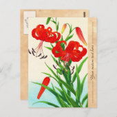 Nishimura Hodo Tiger Lilies shin hanga Blume Postkarte (Vorne/Hinten)