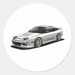 Nissan 240sx handgezeichnete Kunstwerke  Runder Aufkleber