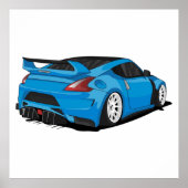 Nissan 370z blau mit weißen Felgen Poster (Vorne)