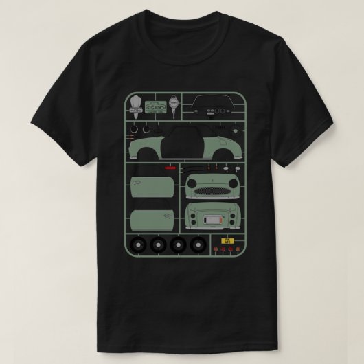Nissan Figaro in Emerald Green Plastic Model Kit - T-Shirt (Design vorne)