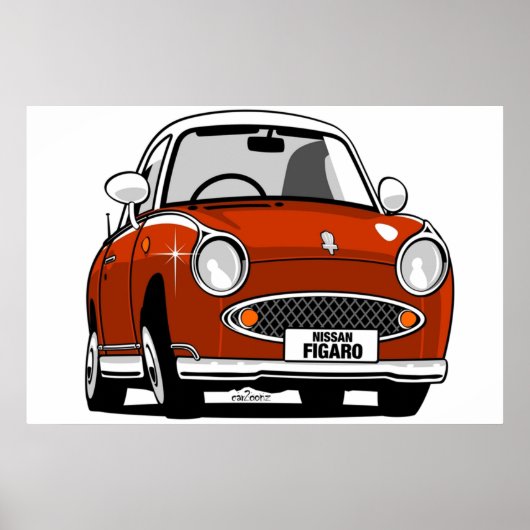 Nissan Figaro Karikatur rot Poster (Vorne)