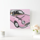 Nissan Figaro Pink Quadratische Wanduhr (Zuhause)