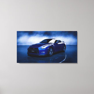Nissan GT-R Blue Quality Leinwanddruck