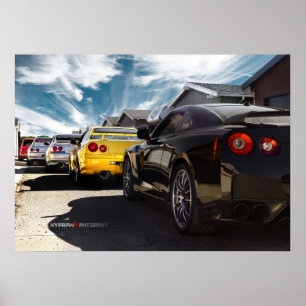Nissan GT-R R35, R34, R33, R32, Hakosuka Skyline Poster