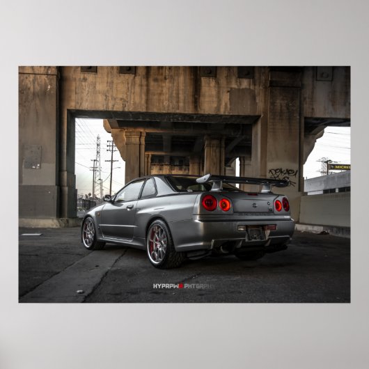 Nissan Skyline GT-R34 in Downtown Los Angeles Poster (Vorne)