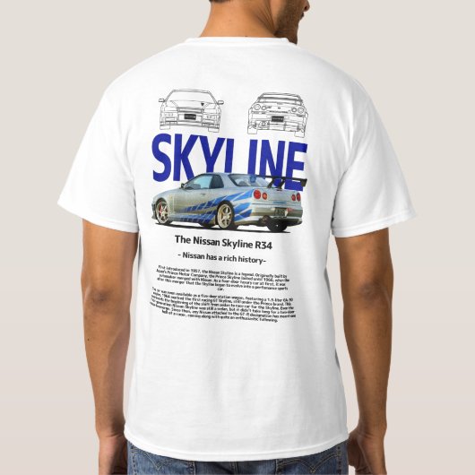 Nissan Skyline GTR 34 Car T-Shirt (Rückseite)