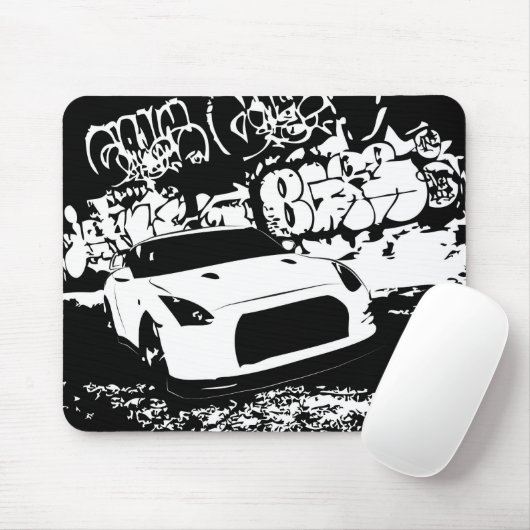 Nissan Skyline GTR mit Graffiti-Hintergrund Mousepad (Mit Mouse)
