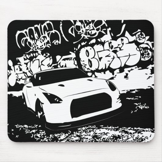 Nissan Skyline GTR mit Graffiti-Hintergrund Mousepad (Vorne)