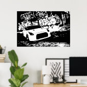 Nissan Skyline GTR mit Graffiti Hintergrund Poster (Heimbüro)