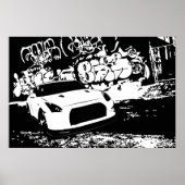Nissan Skyline GTR mit Graffiti Hintergrund Poster (Vorne)