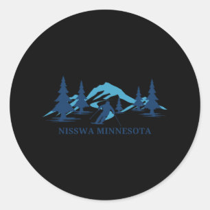 Nisswa Minnesota Ski Resort Skifahren Skier Runder Aufkleber