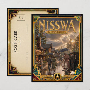 Nisswa Minnesota Vintage Art Deco Goldenes Zeitalt Postkarte