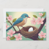Nistest Party Bird Nest Eier Grün Rosa Blossom Einladung (Rückseite)